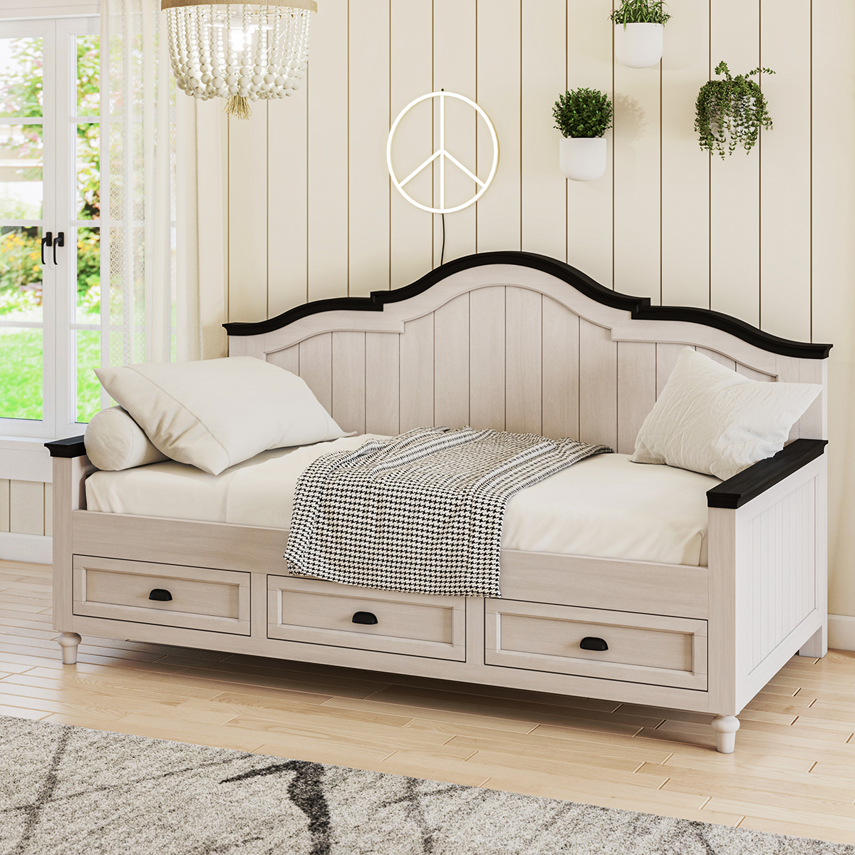 Girona Farmhouse Twin Daybed with Storage Drawers