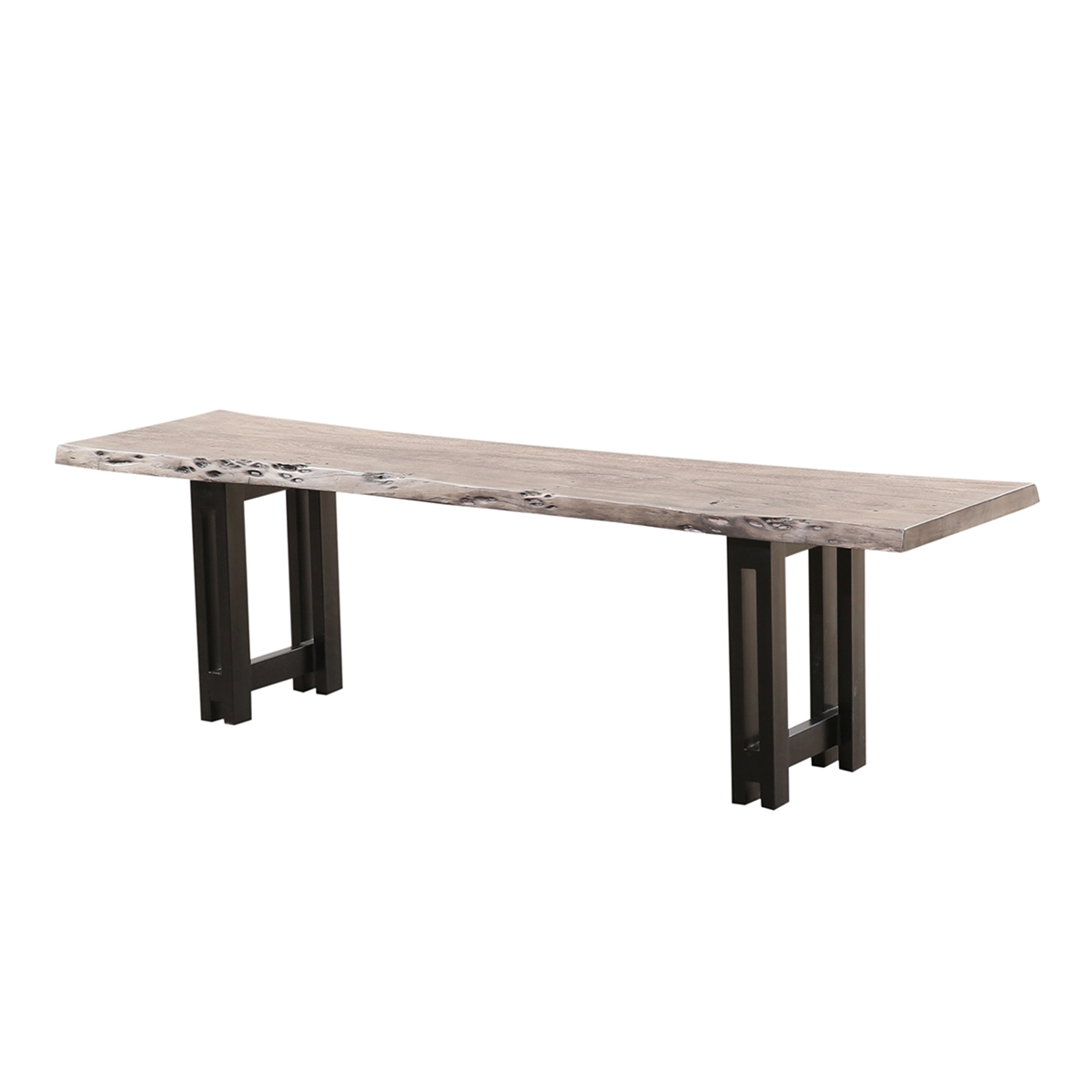 Burlingame Acacia Sandblast Live Edge Bench with Iron Legs