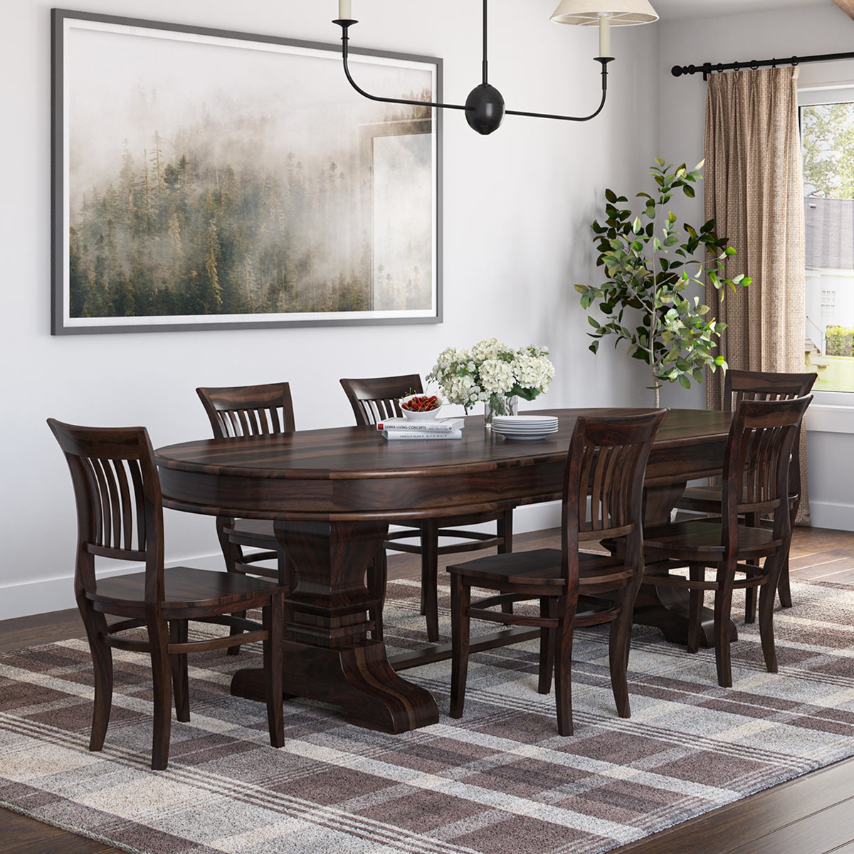 Tuscan Trestle Solid Wood Dining Table Set