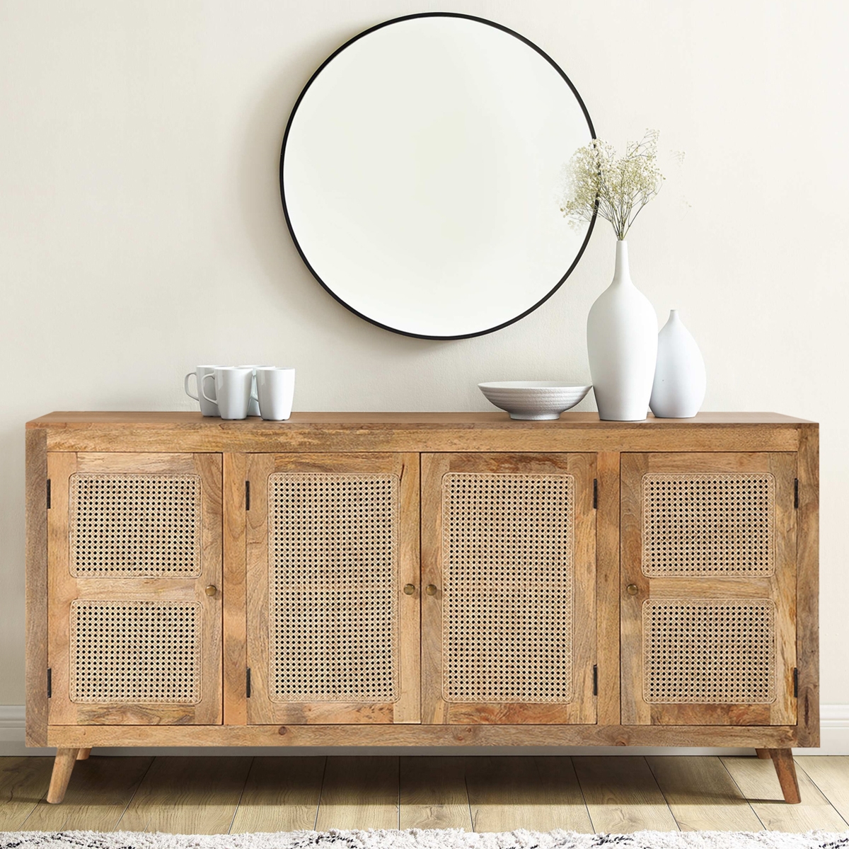 Ramona Farmhouse Style 4 Rattan Door Large Sideboard