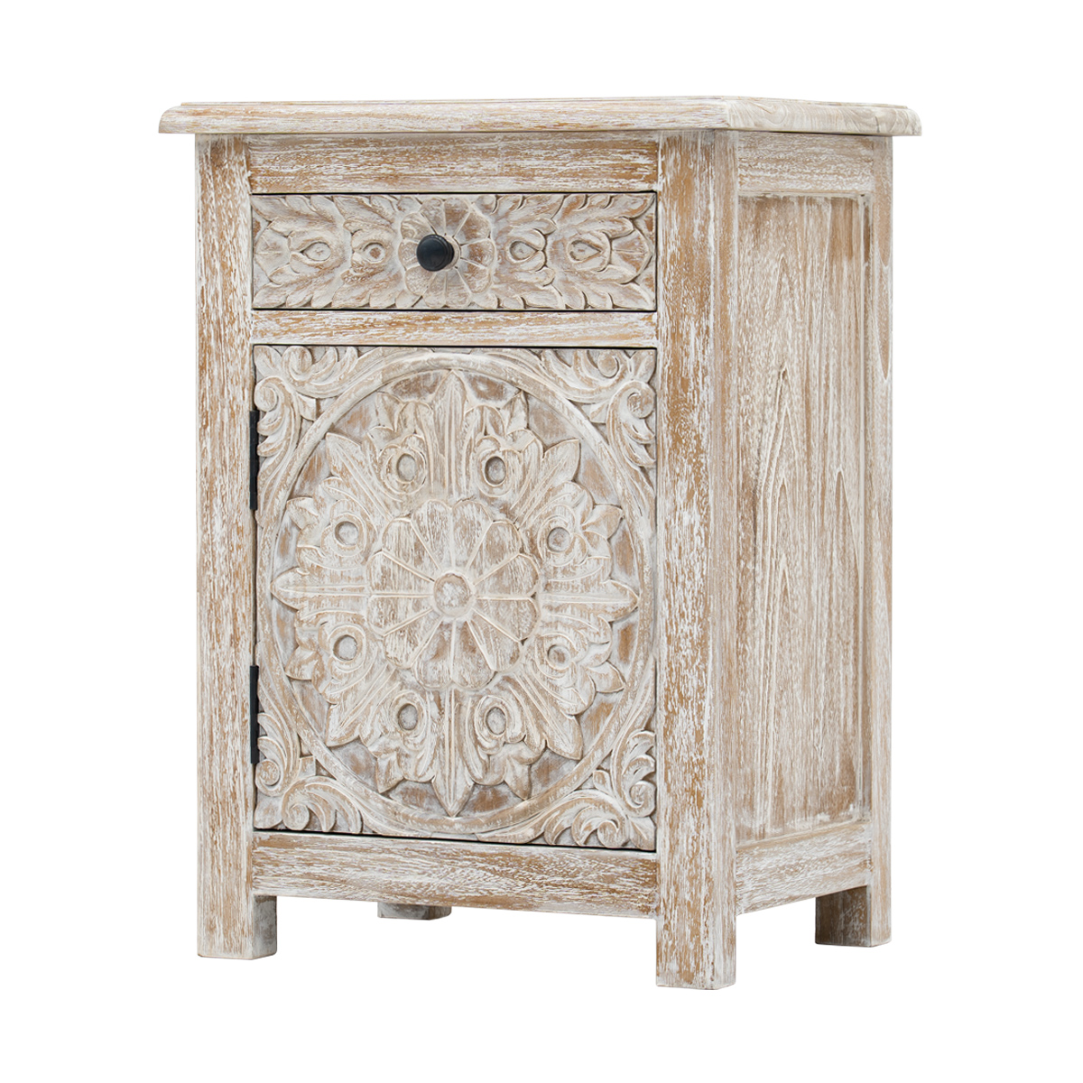 Grenoble Solid Wood Handcarved 1 Drawer Nightstand