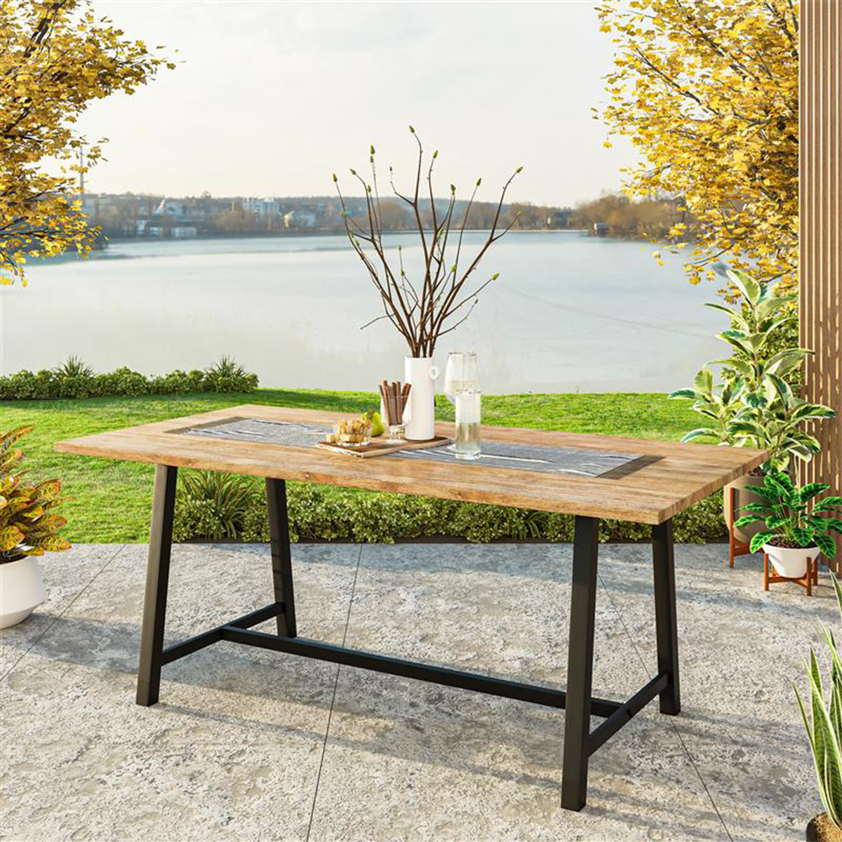 Spartanburg Outdoor Teak Wood Rectangle Dining Table