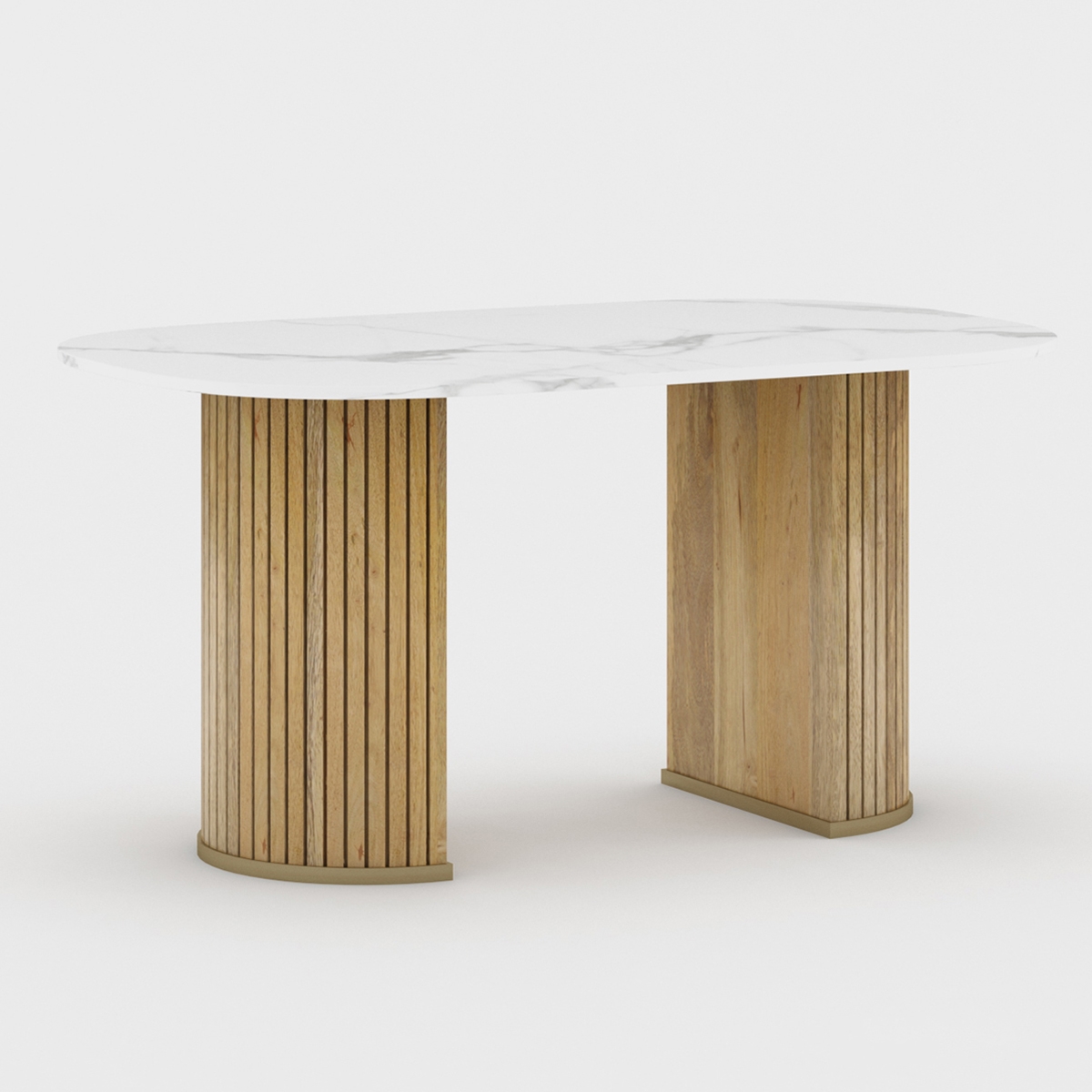 Darfield Solid Wood Oval Marble Dining Table