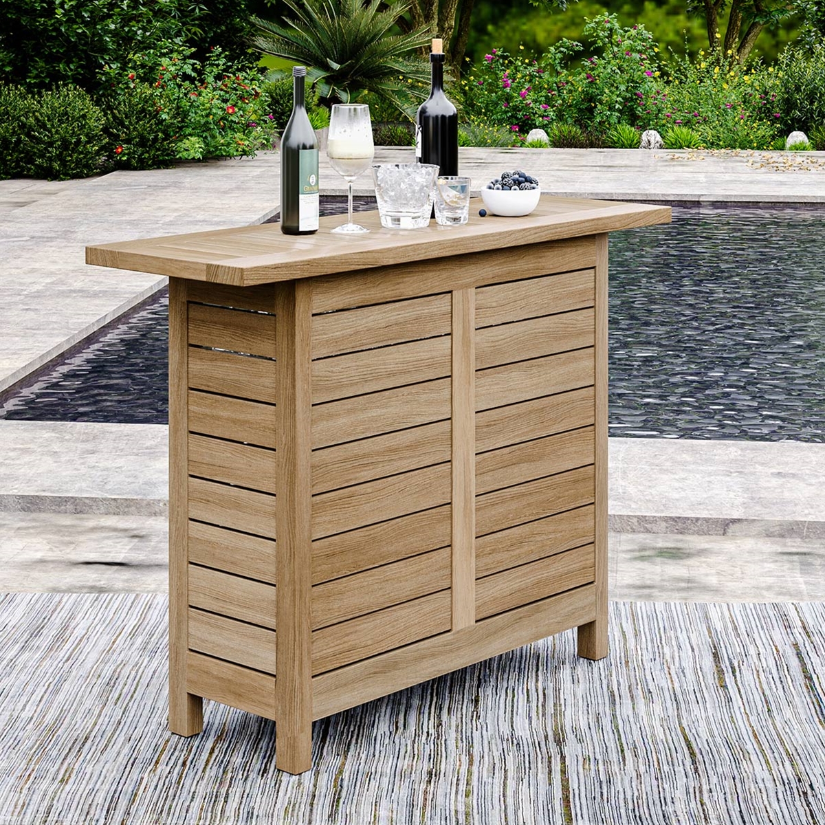 Busselton Teak Outdoor Bar Table With Storage
