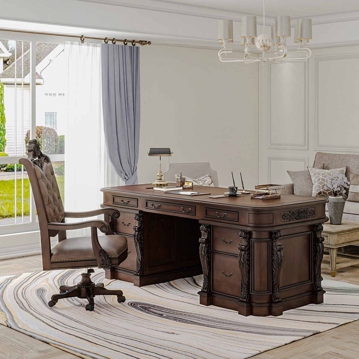 Washington Resolute Presidential Office Desk and Chair Set