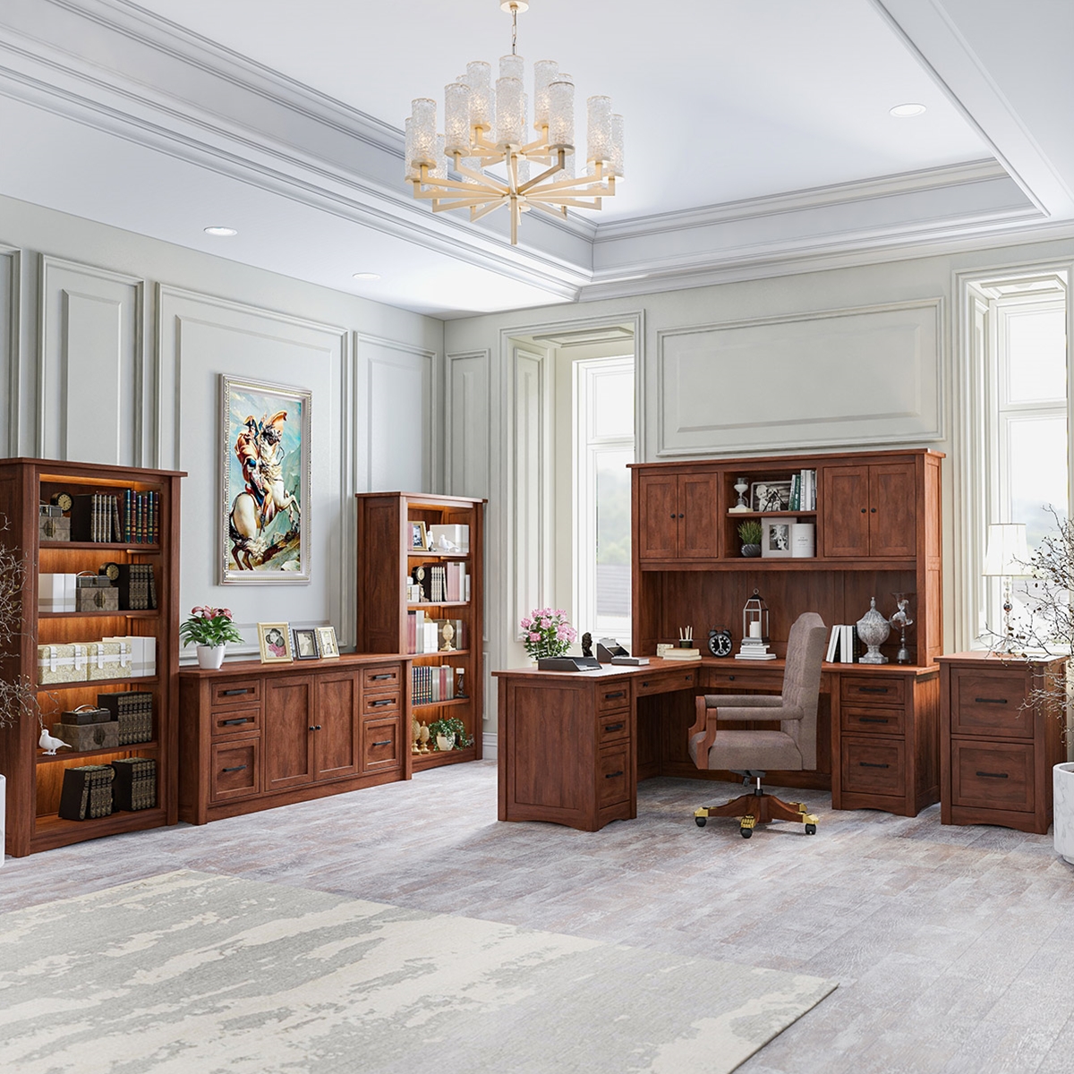 Dubrovnik Rustic Solid Wood Home Office Furniture Set
