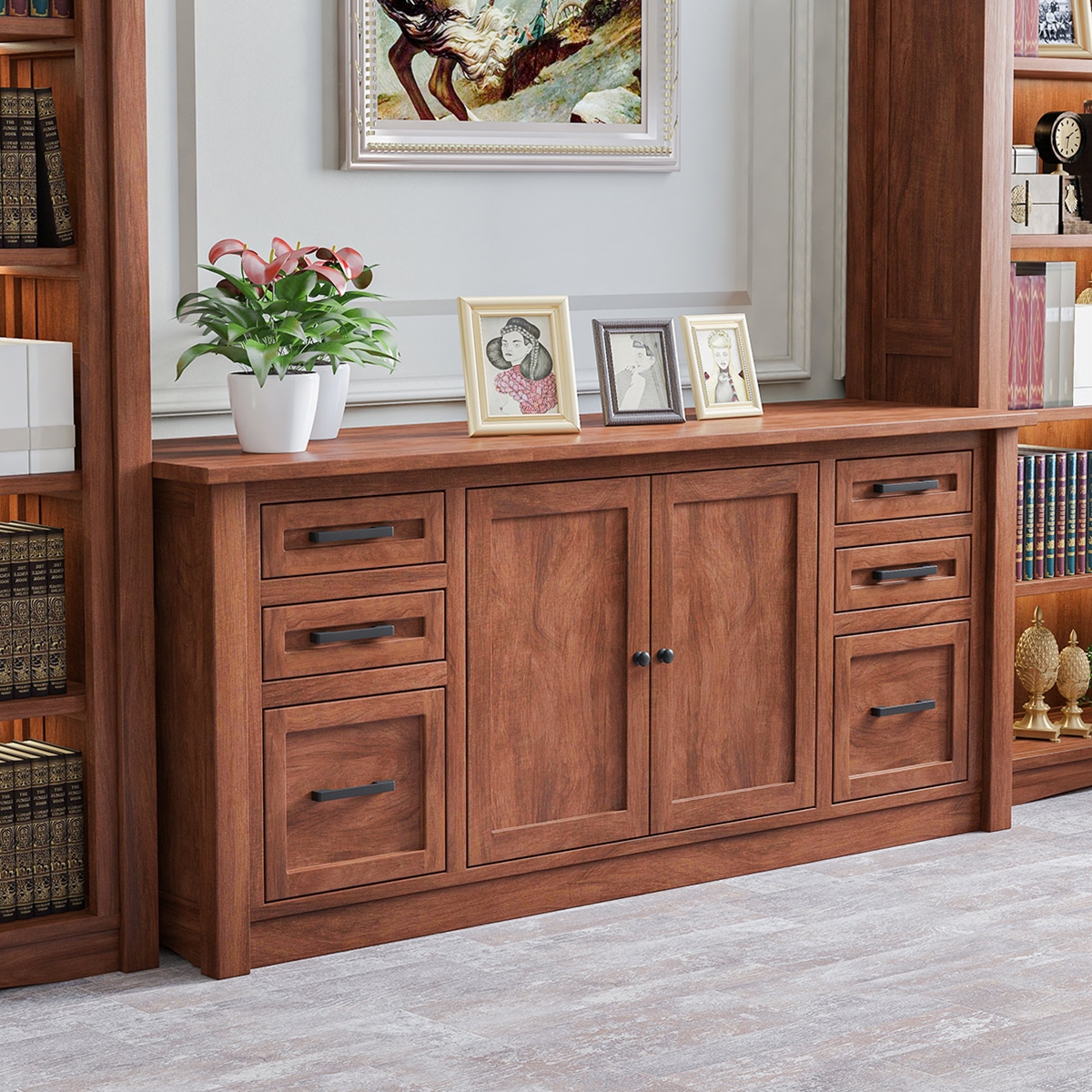 Dubrovnik Mahogany Wood Home Office Credenza With File Drawers