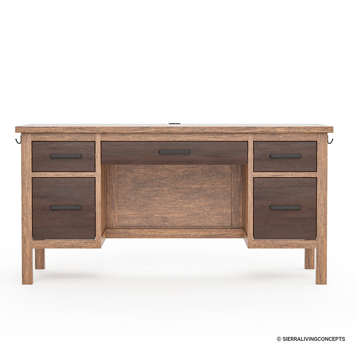 Borgloon Teak Wood Home Office Rustic Executive Desk
