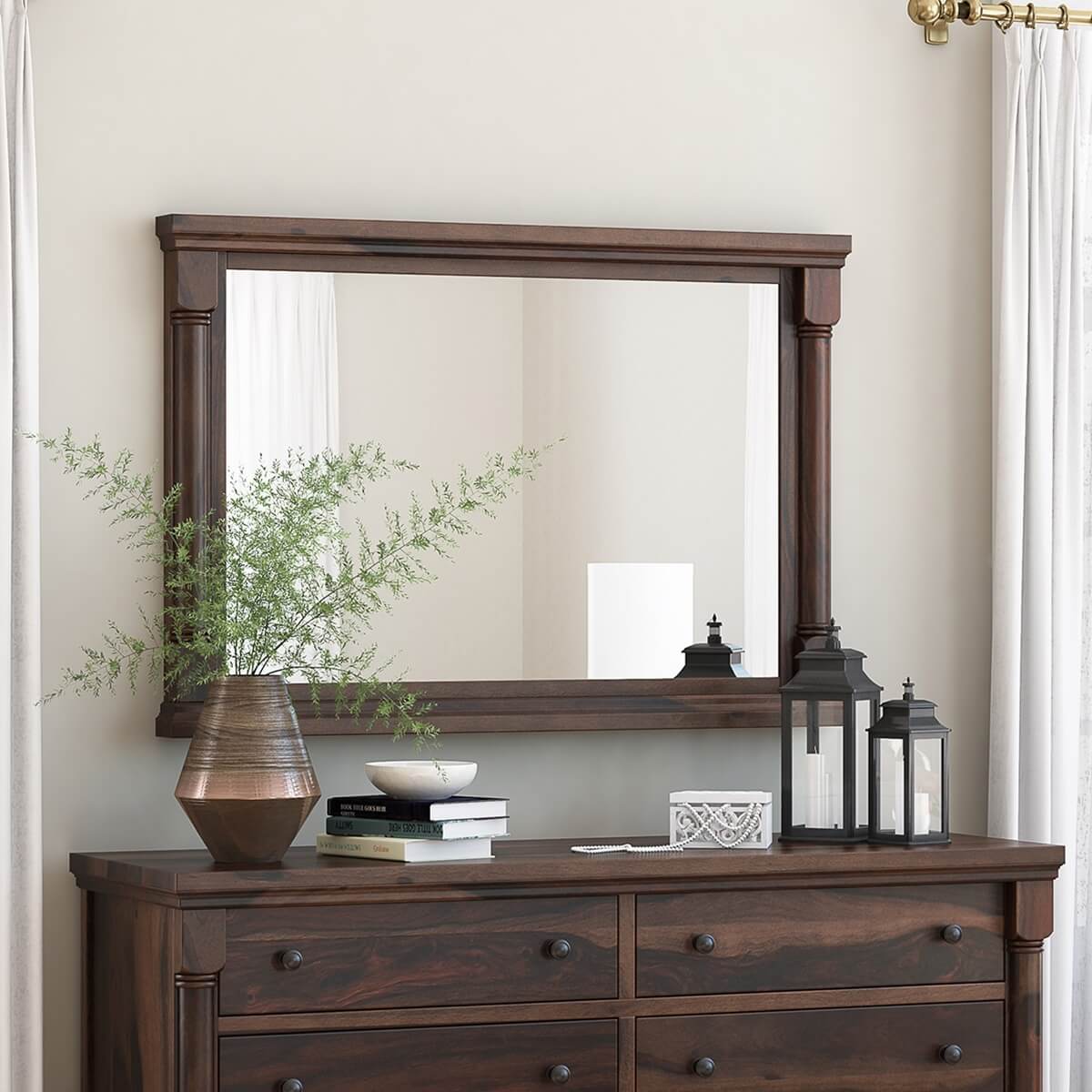 Pioneer Transitional Solid Wood 36" by 40" Framed Mirror