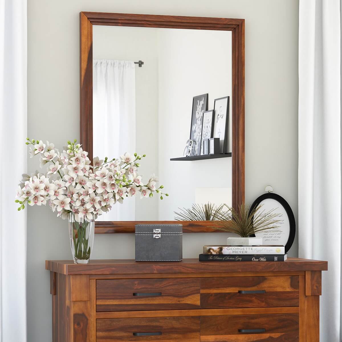 Modern Farmhouse Solid Wood Rustic Vanity Mirror Frame