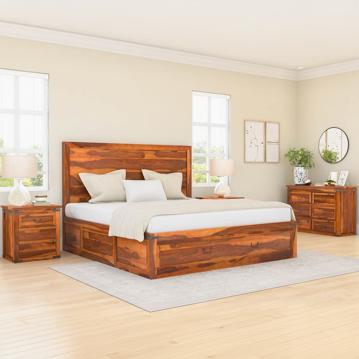 Claremont Classic Shaker Solid Wood 4 Piece Storage Bedroom Set