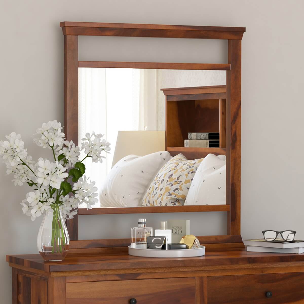 Mission Modern Solid Wood Standing Vanity Bedroom Mirror Frame