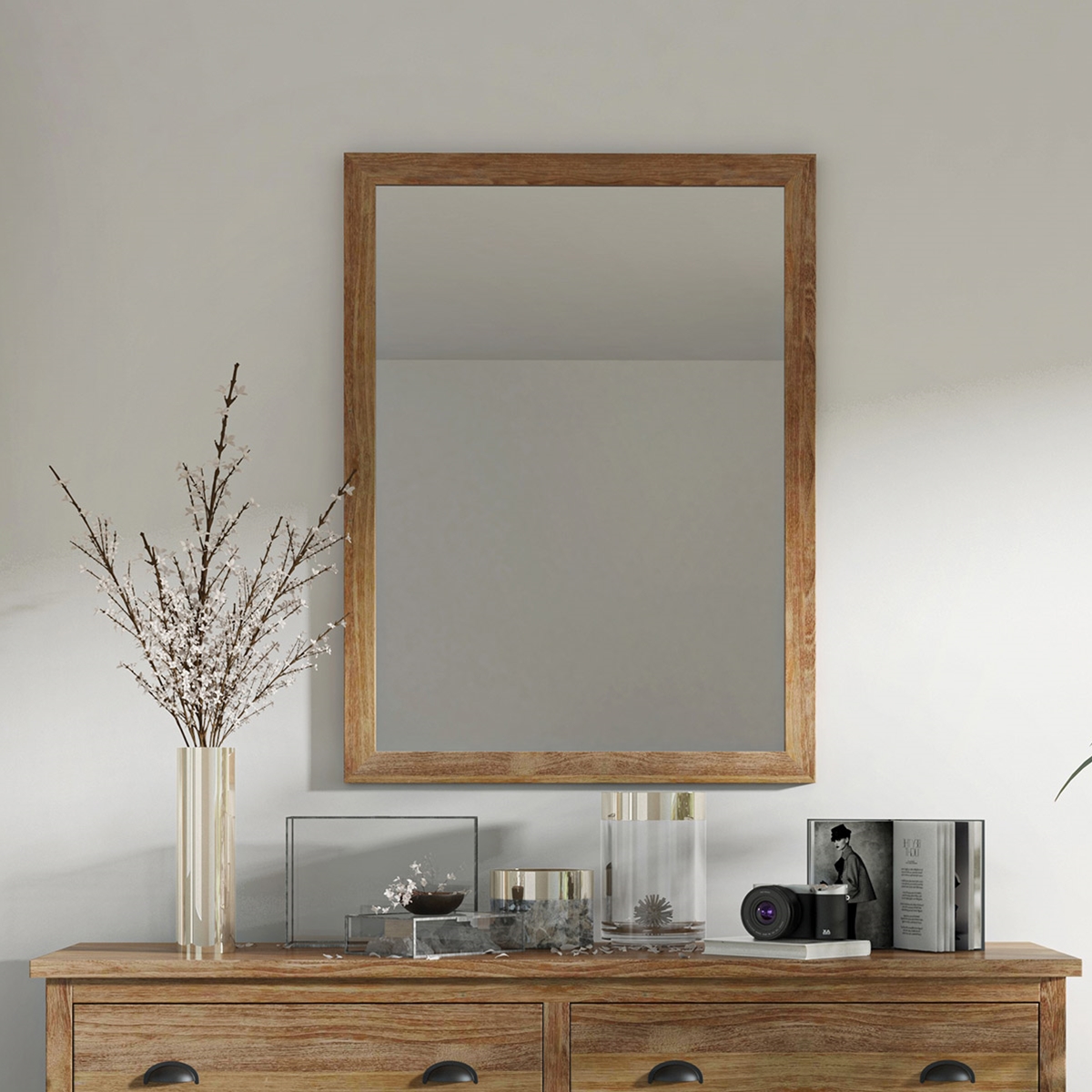 Britain Handcrafted Rustic Teak Wood Rectangular Mirror Frame