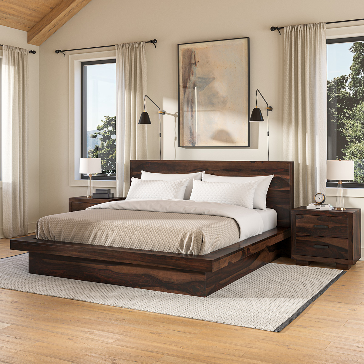 Virginia Modern Handcrafted Solid Wood Platform Bed