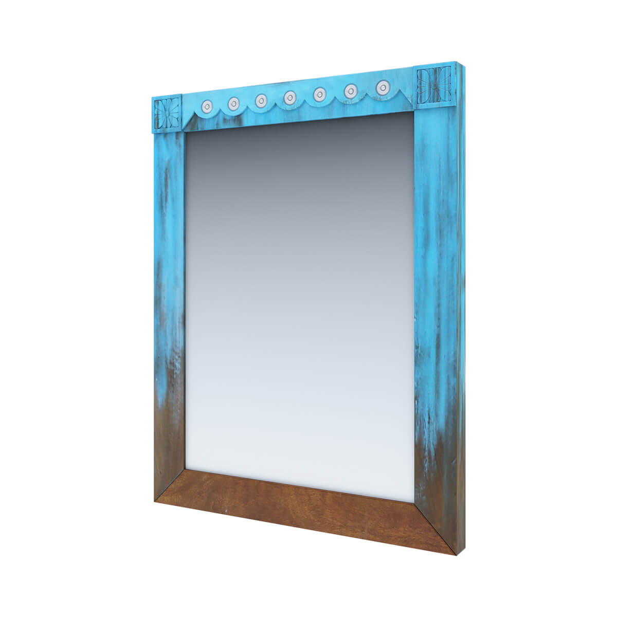 Empire Blue Dawn Rustic Solid Mango Wood Mirror Frame