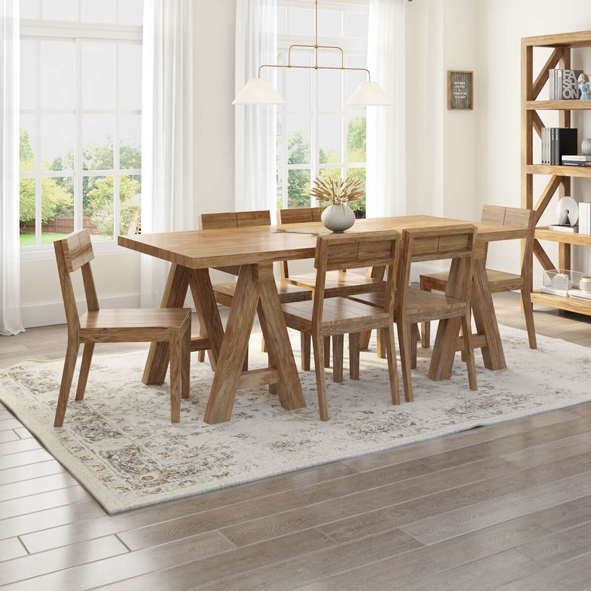 Fernie Rustic Solid Wood Dining Table Set