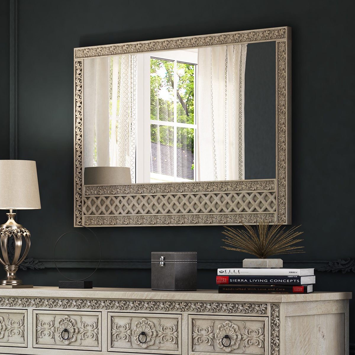 Nuala Hand Carved Solid Wood Dressing Table Mirror Frame