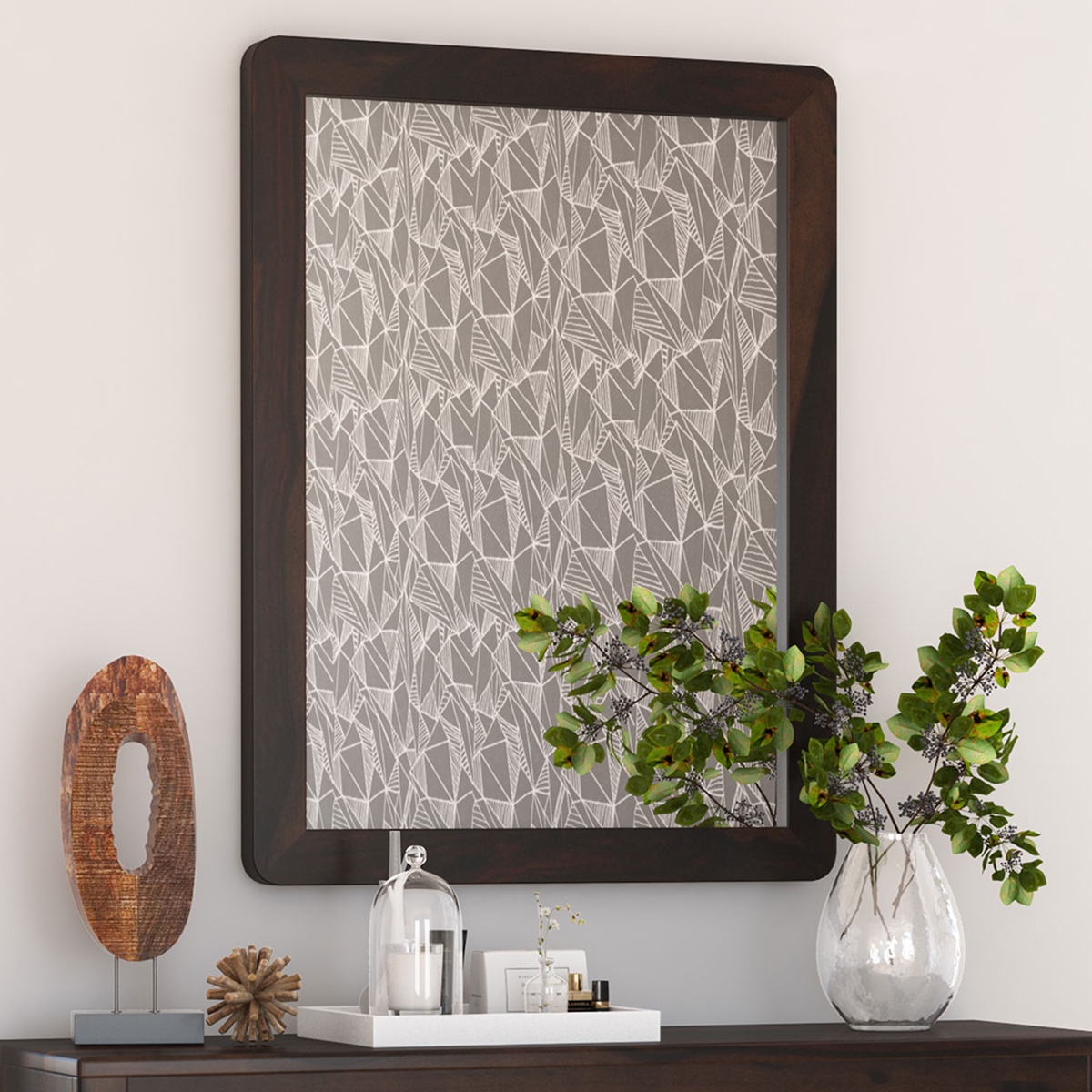 Basildon Modern Farmhouse Solid Wood Rectangular Mirror Frame