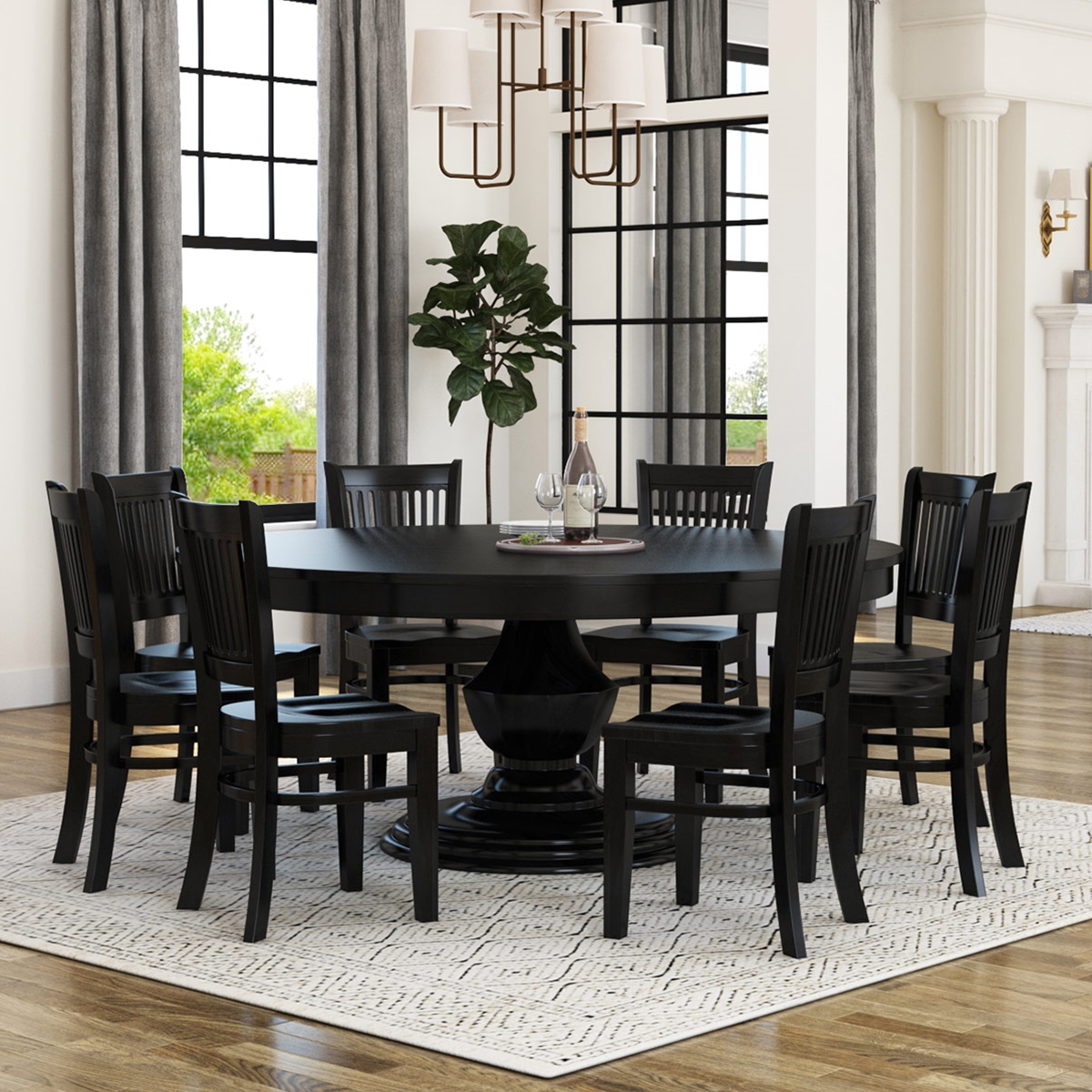 Novara Modern Solid Wood Dining Table And Chair Set