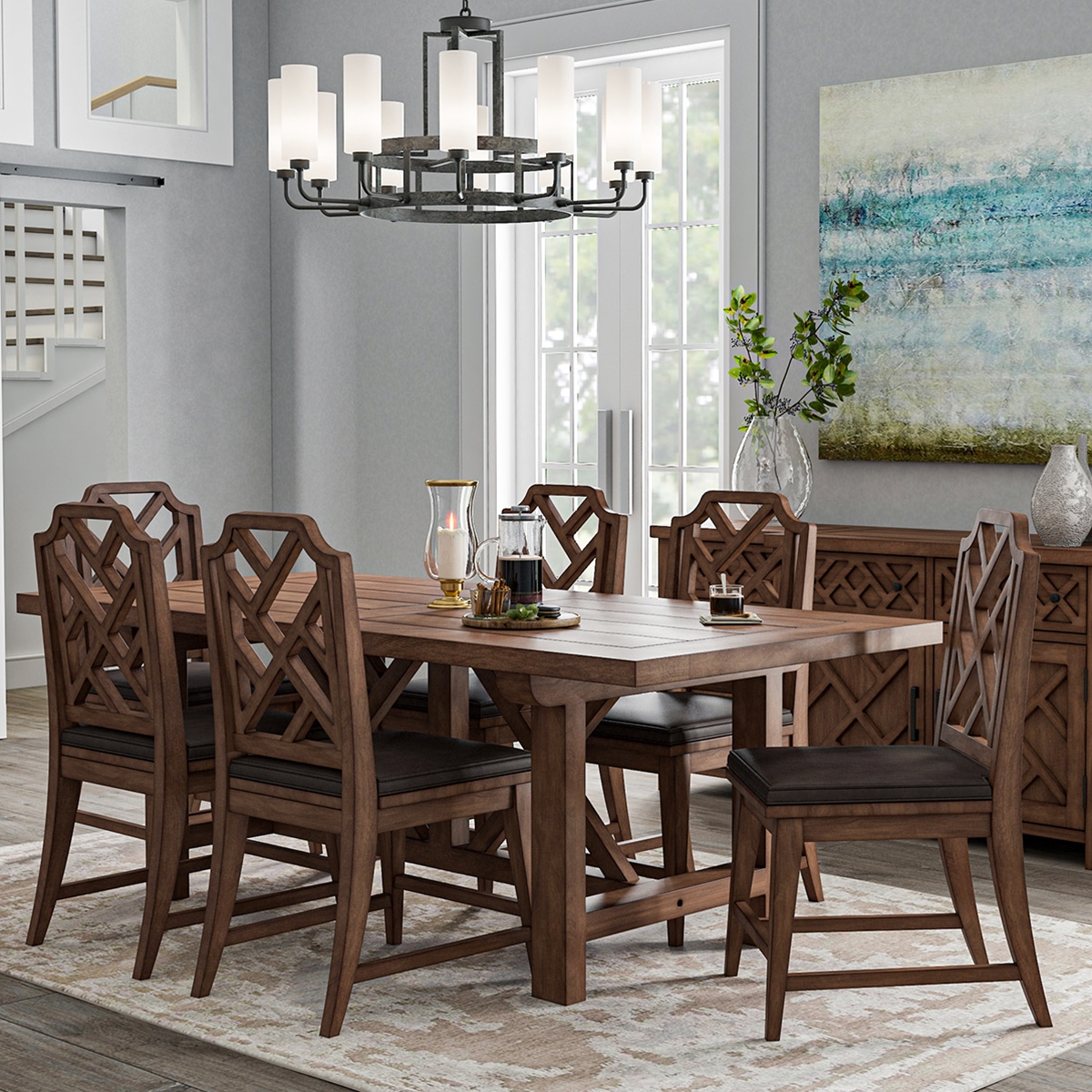 Bolzano Rustic Solid Wood Dining Table Set For 6