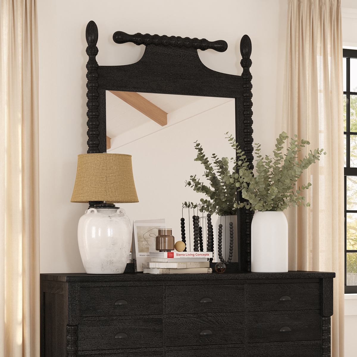 Moncton Distressed Black Solid Wood Handcrafted Mirror Frame