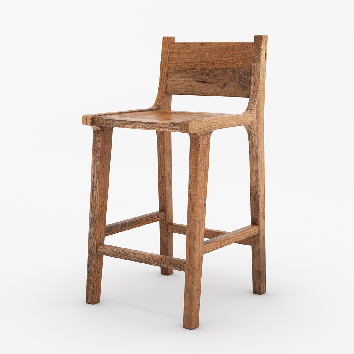 Monrovia Rustic Solid Wood Bar Stool With Back