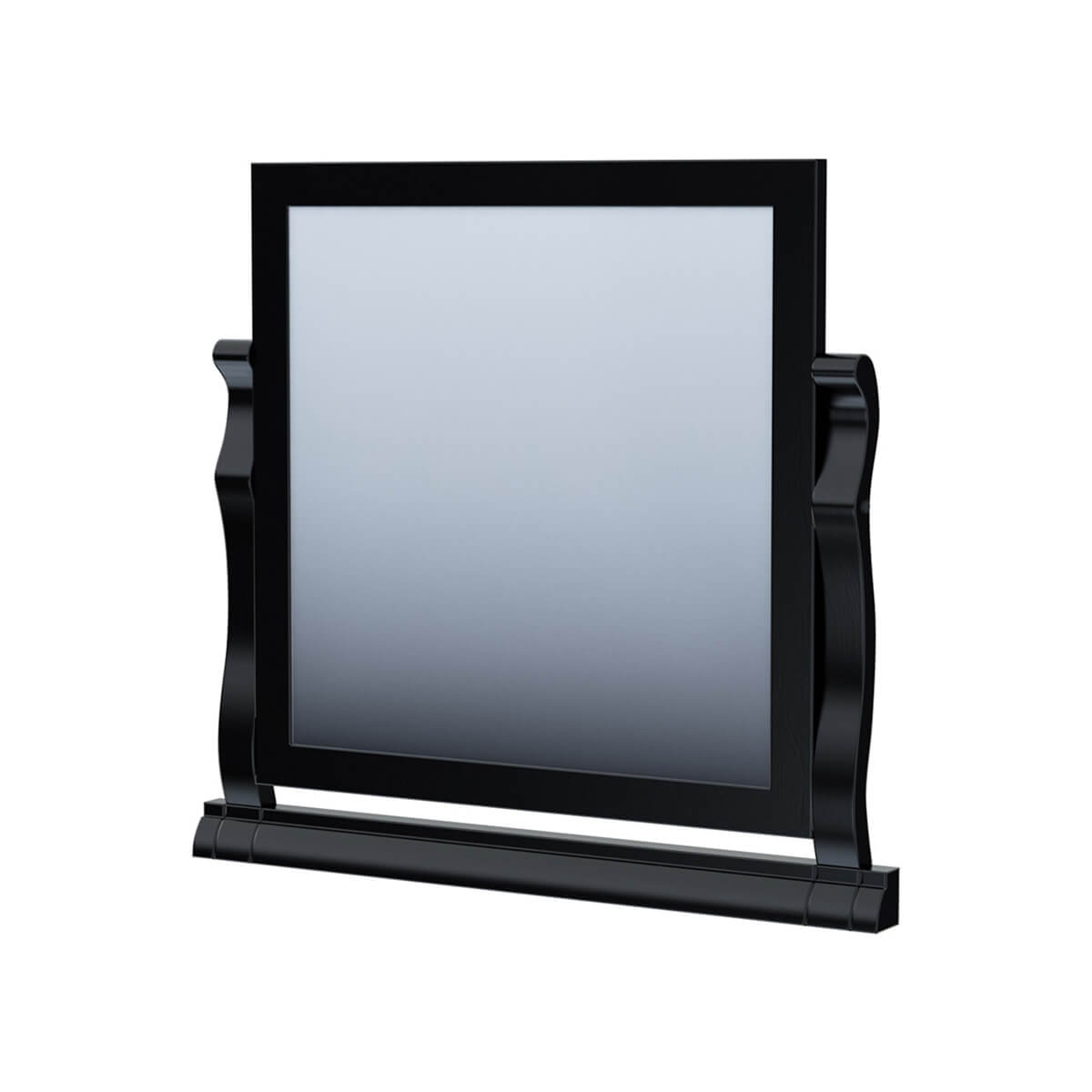 Midnight Empire Solid Wood Dresser Mirror Frame in Stand