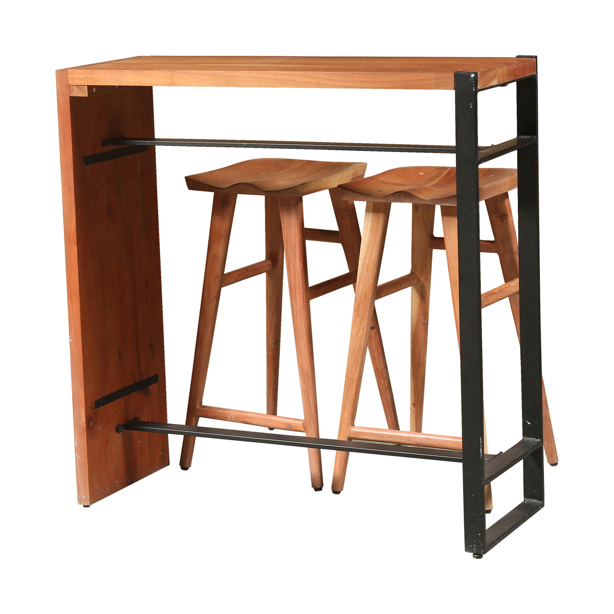 Cutler Industrial Solid Wood Bar Height Table With Stools