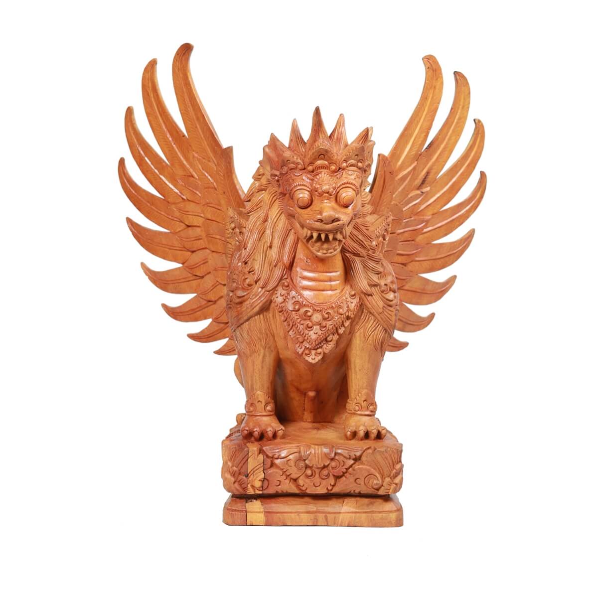 Barong Jack Fruit Wood Lion Decor Statue
