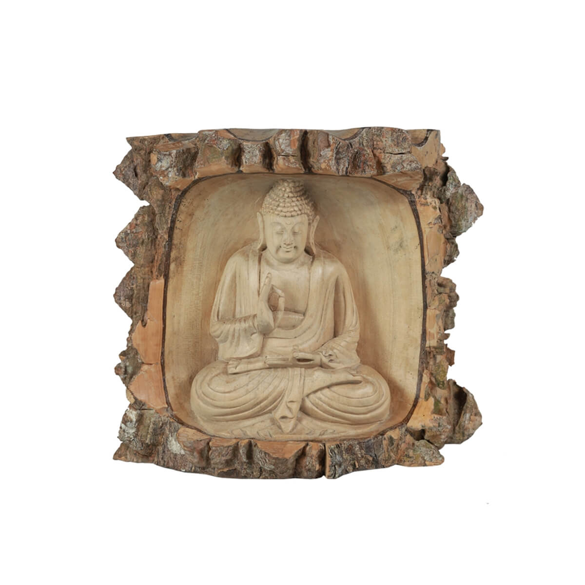 Mudra Solid Wood Buddha Centerpiece Décor Statue