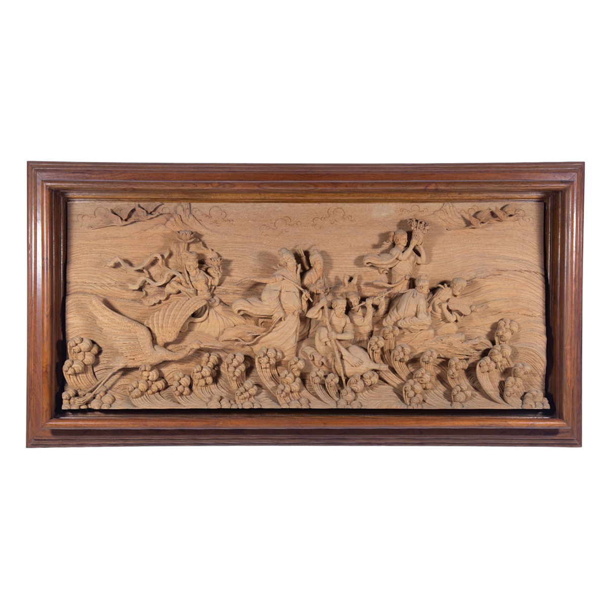 Oceano Teak Wood Relief Hand Carved Wall Sculpture Panel