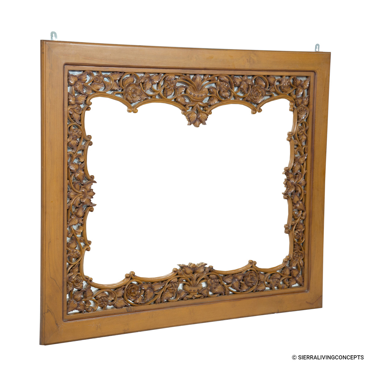 Esparto Mid Century French Hand Carved Rustic Mirror Frame