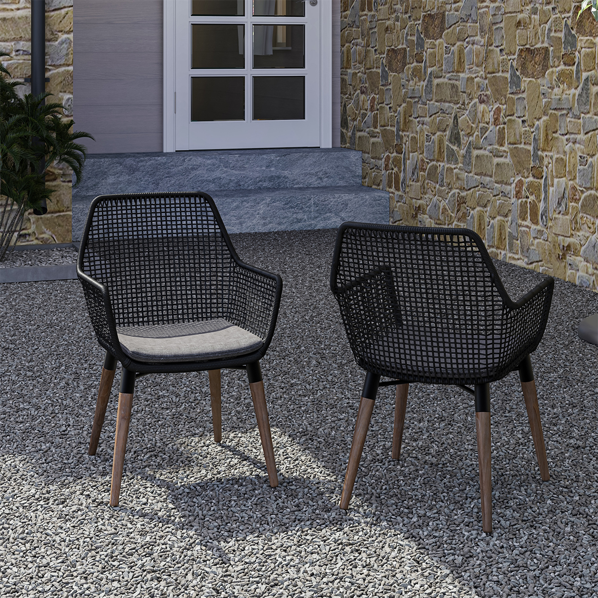 Cromwell Teak Wood Rattan Mid-century Modern Dining Chair