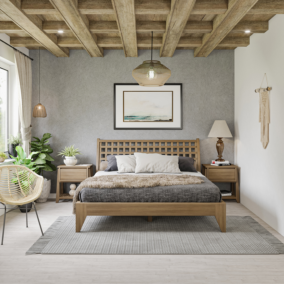 Michigan Rustic Solid Wood 3 Piece Modern Bedroom Set