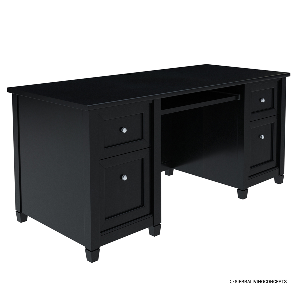 Aulander Solid Wood Home Office Executive Desk With Computer Tray