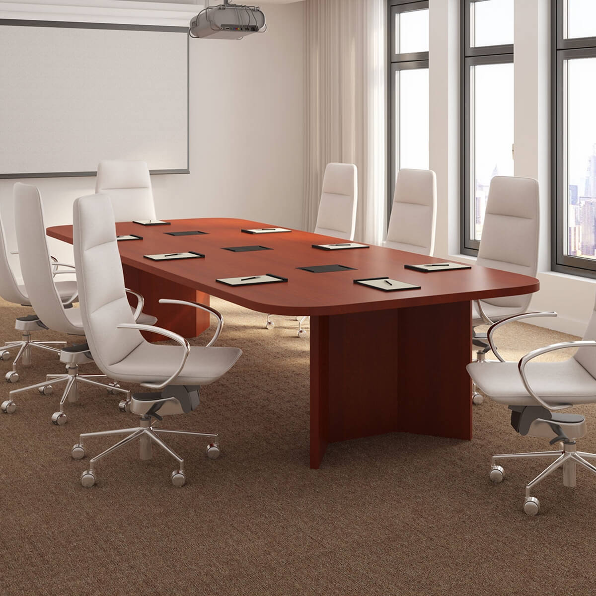 Londrina Solid Mahogany Wood Rectangular Large Conference Table
