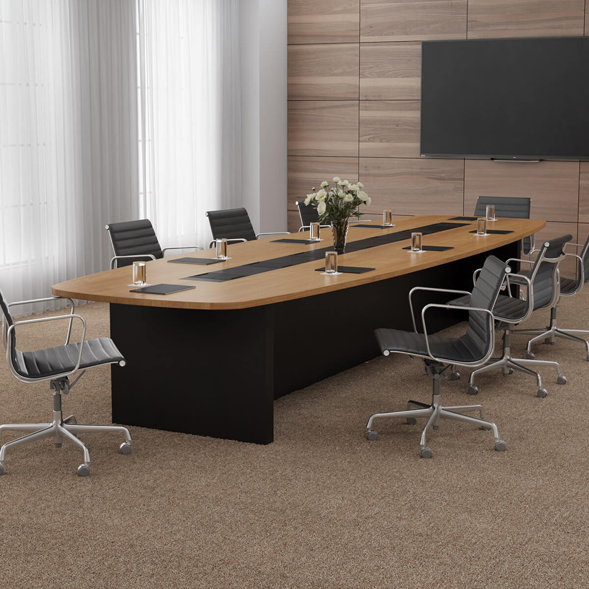 Maceio Modern Two-Tone Teak & Mahogany Rectangle Conference Table
