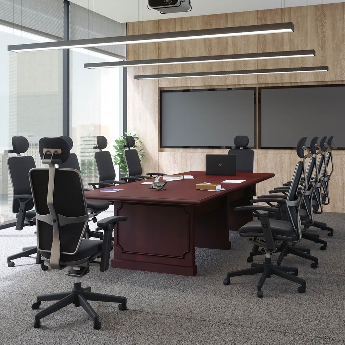 Sherbrooke Solid Mahogany Wood Rectangular Conference Table