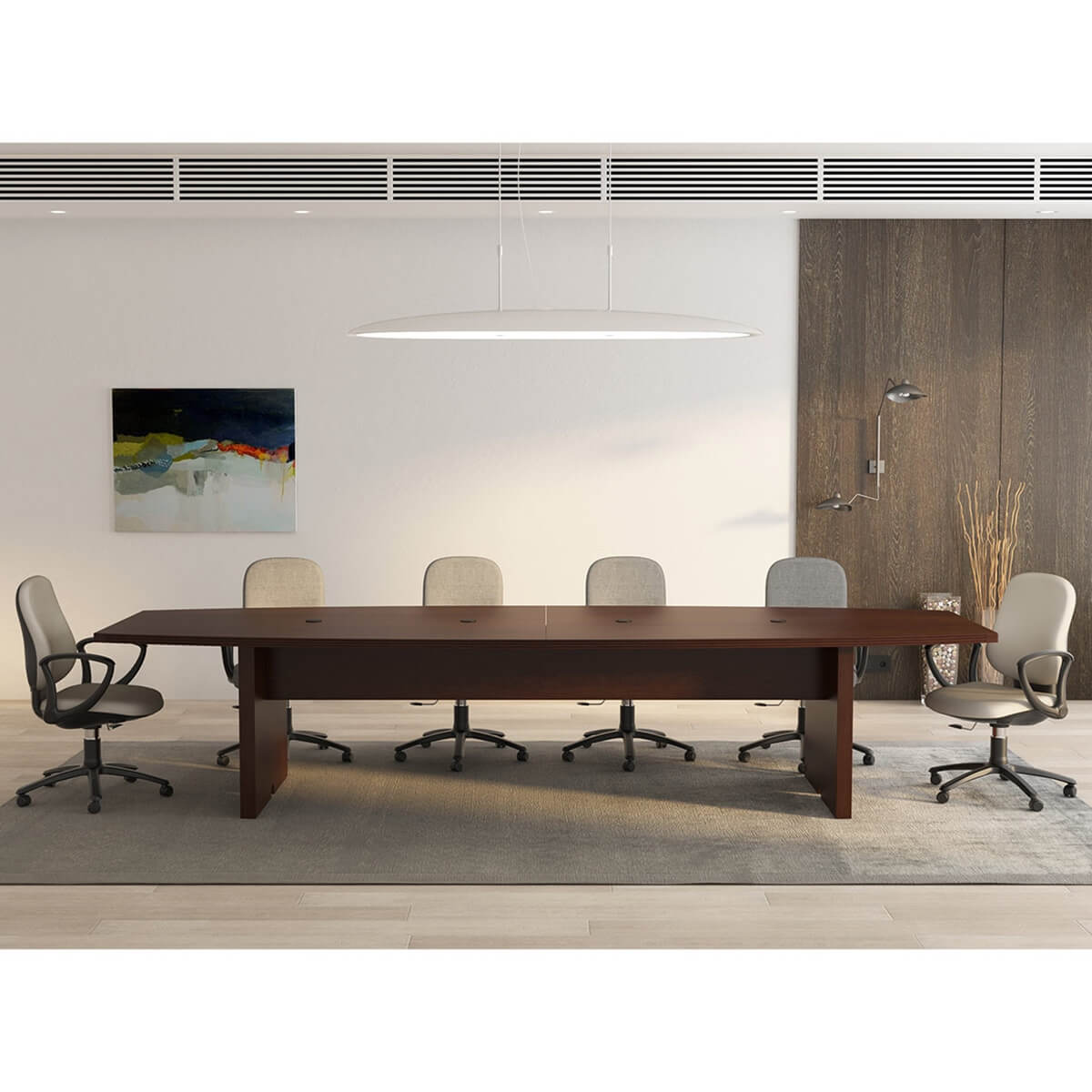 Burnaby Solid Mahogany Wood Boat-Shaped Conference Table