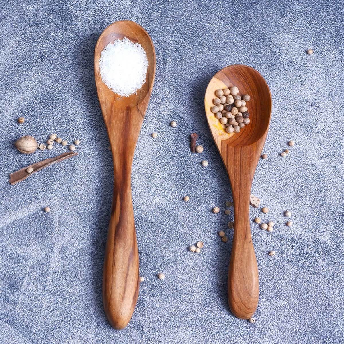 Armory Solid Teak Wood Handmade Teaspoons (Pack of 12)