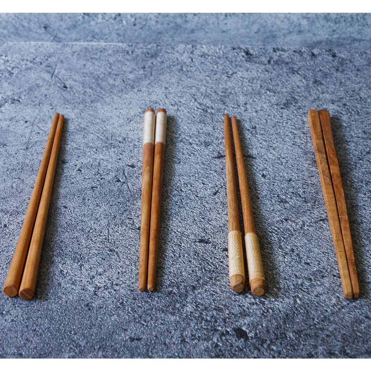 Olite Solid Teak Wood 4 Pairs of Long Chopsticks