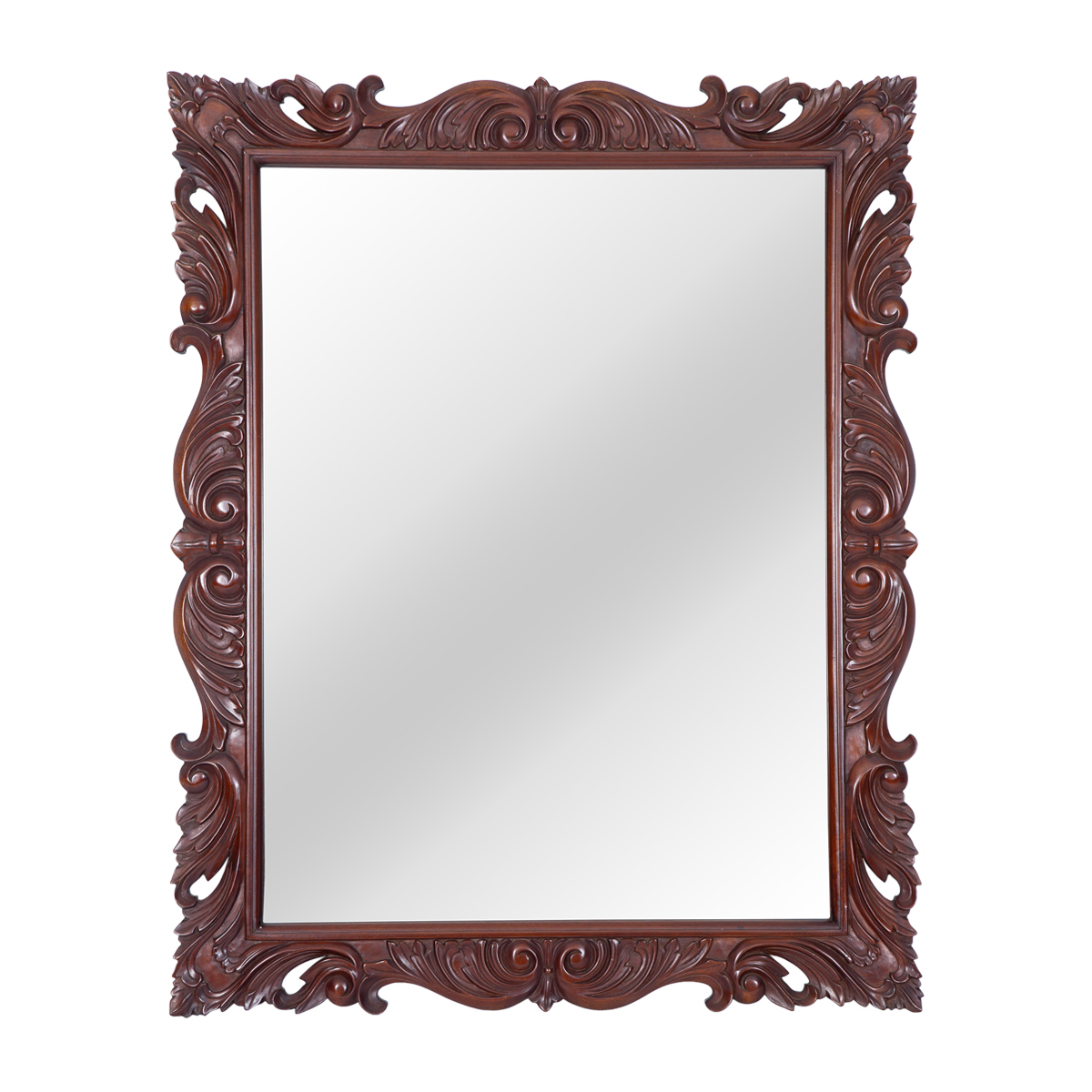 Bodfish French Tea Brown Rustic Solid Wood Hand Carved Mirror Frame