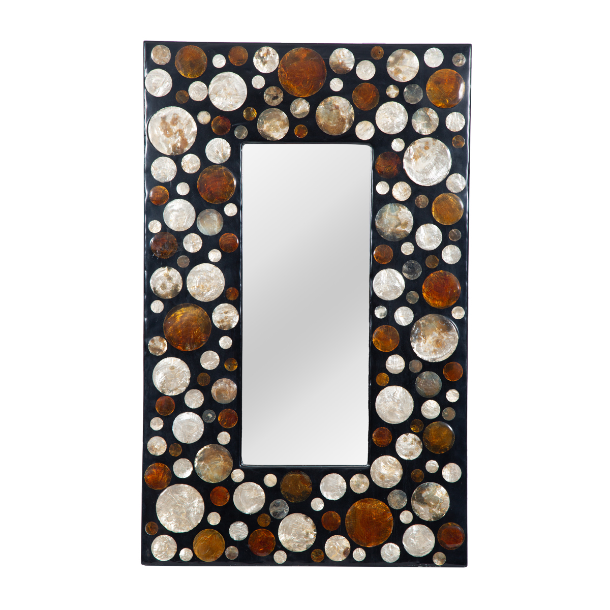 Bolinas Contemporary Solid Wood Rectangle Wall Mosaic Mirror Frame