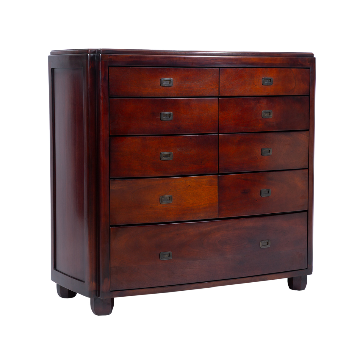 Aspen Mahogany Wood 9 Drawer Chest Dresser