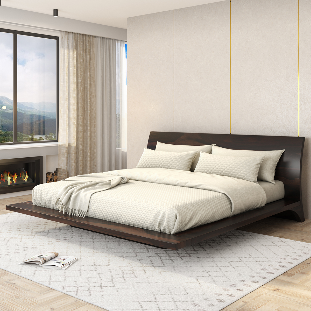 Sligo Modern Solid Wood Floating Platform Bed