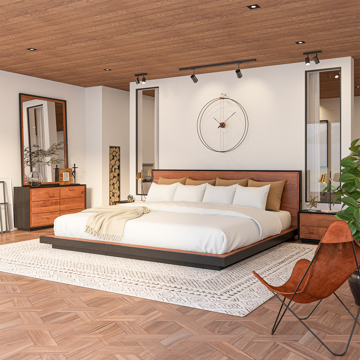 Paradise Modern Rustic Platform 2 Tone Alaskan King Bedroom Set