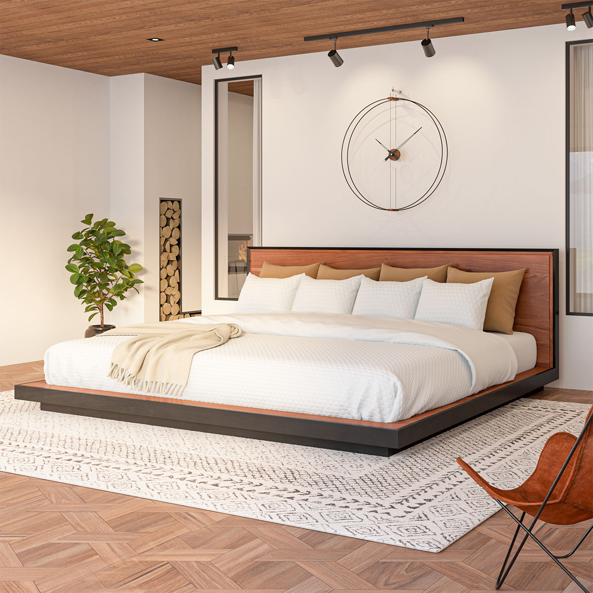 Paradise Modern Rustic Platform 2 Tone Alaskan King Bed Frame