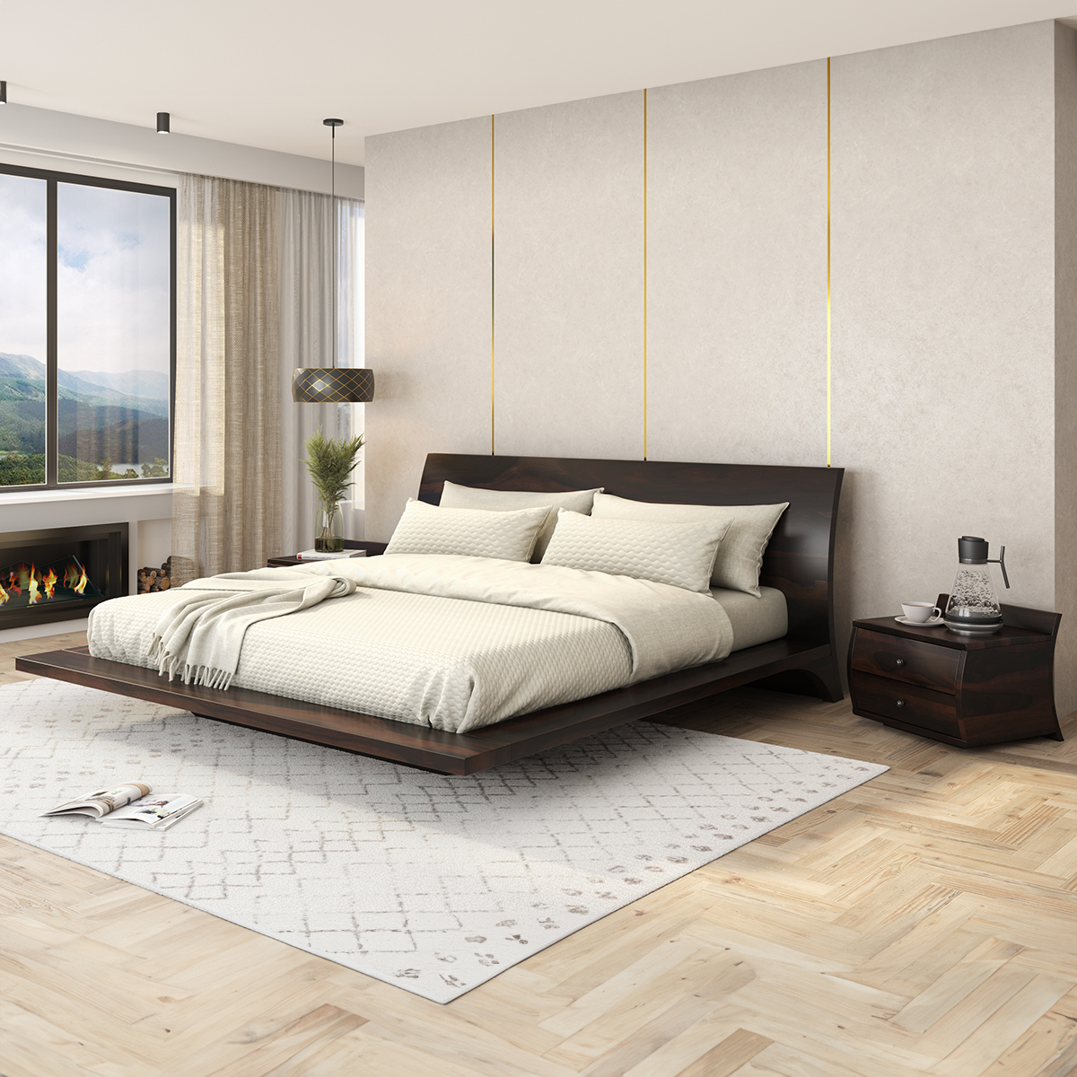 Sligo Modern Solid Wood 3 Piece Floating Bedroom Set