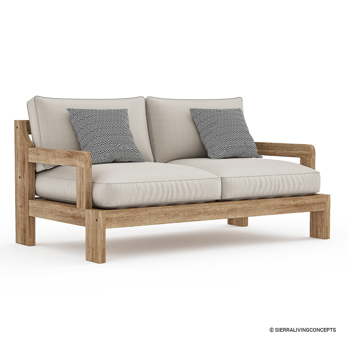 Plumpton Rustic Teak Wood Outdoor 2 Seater Sofa