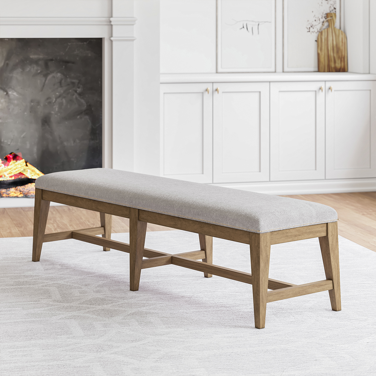 Cartagena Rustic Solid Wood Mid-century Style Bench